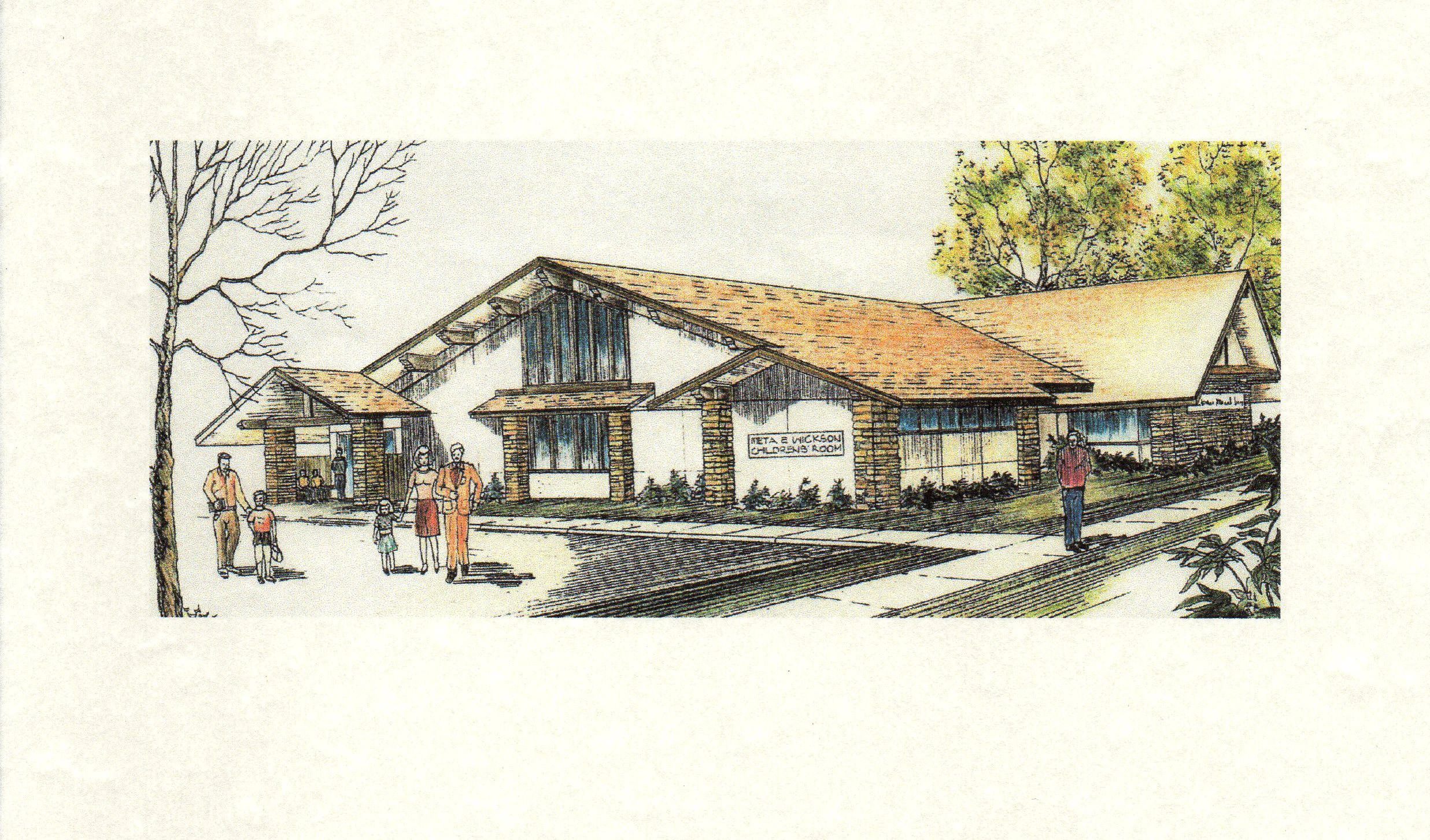 Vintage Rendering of the Wickson Memorial Library prior to renovations